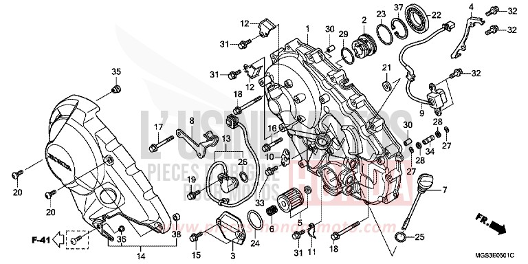RIGHT CRANKCASE COVER (NC700XD) for NC700X Dual Cluth ABS PEARL SUNBEAM WHITE (NHA66) from 2012